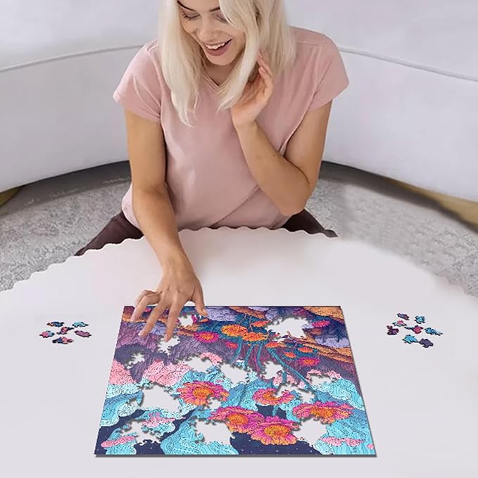 Wooden Jigsaw Puzzles-Hope Flower,200pcs,12.4x11.4in,Medium,Wooden Puzzles for Adults,Unique Shape Animal Adult Puzzles,Irregular Wood Puzzles Best Gift for Adults and Kids Family Gam