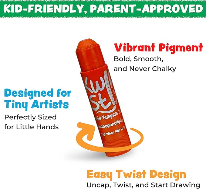 Kwik Stix Solid Tempera Paint Sticks – 12 Pack of Purple – Same Color Washable, Quick Dry (90 Seconds), ASTM Certified, Non-Toxic, Allergen-Free Kids & Toddler Art Supplies for Home, School & Crafts