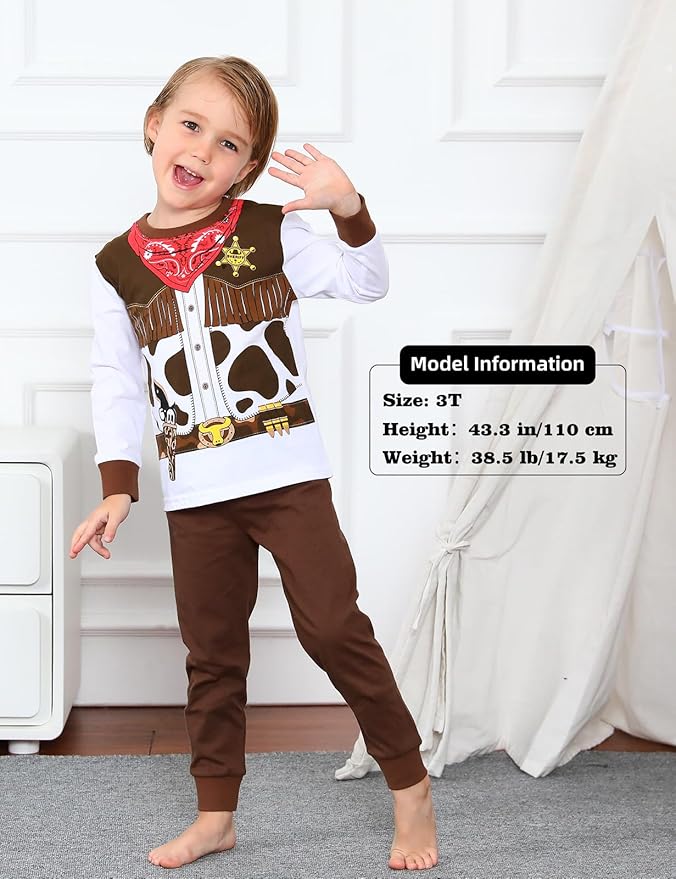A&J DESIGN Pure Cotton Printed Pjs for 2-14 Years Kids, 2-Piece Long-Sleeved Pajamas Set