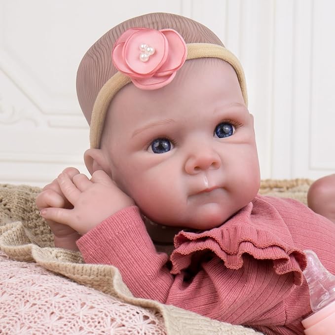 Aori Reborn Baby Dolls Girl - 20 Inch Realistic Newborn Lifelike Baby Doll with Hand-Painted Features - Weighted Cloth Body Cuddle Companion Doll with Outfits, Gift for Kids 3+ & Collectors