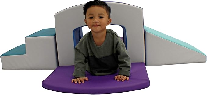 Factory Direct Partners 12825-CTPU SoftScape Playtime Grow-n-Learn Tunnel Climber Plus Pads for Toddlers and Kids (3-Piece) - Contemporary/Purple, 12825-CTPU