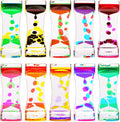 CAILINK Liquid Motion Bubbler Timer,10 Pack Liquid Bubbler Relaxing Motion Timer Fidget Calming Toys,Sensory Play for Adults and Kid Stress Management,Colorful Hourglass Desk Decor