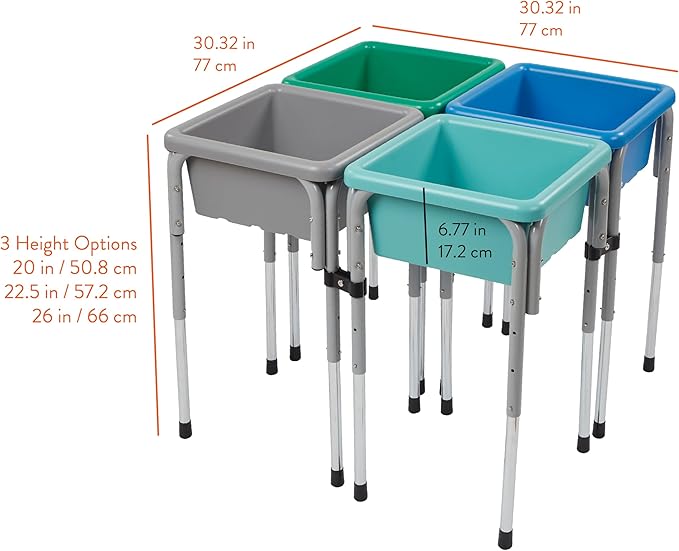 Quad Sensory Tables with Lids, Adjustable Table, Contemporary