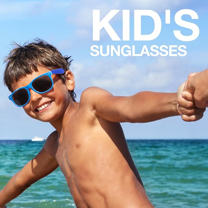 RIVBOS Kids Sunglasses Polarized UV Protection Flexible Rubber Glasses Shades with Strap for Boys Girls RBK004
