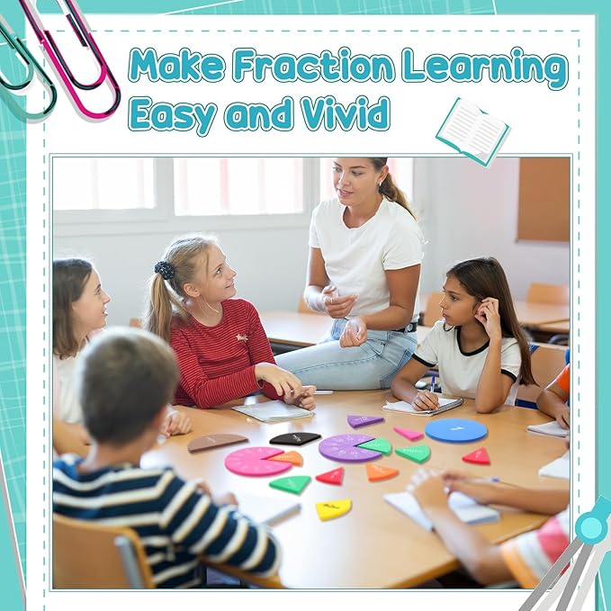 10 Sets Fraction Set for Math Classroom Fractions Manipulatives Math Manipulatives for Home School Supplies (Circles)