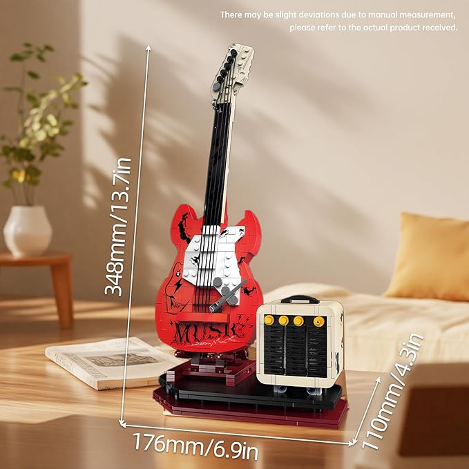 Rock Guitar Music Interactive Building Block Set,Creative Construction ModelToy with Bluetooth Function.Perfect Gift for All Music Lovers,Kidsand Adults.