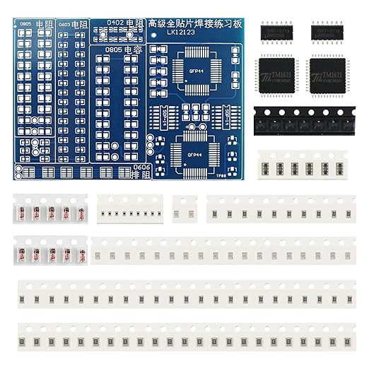 Soldering Practice Kit DIY Blue PCB 0606 Series Resistors SMD SMT Electronics Projects Soldering Kit Simple Welding Skills Learn Soldering Kit for Beginners (02L0804)