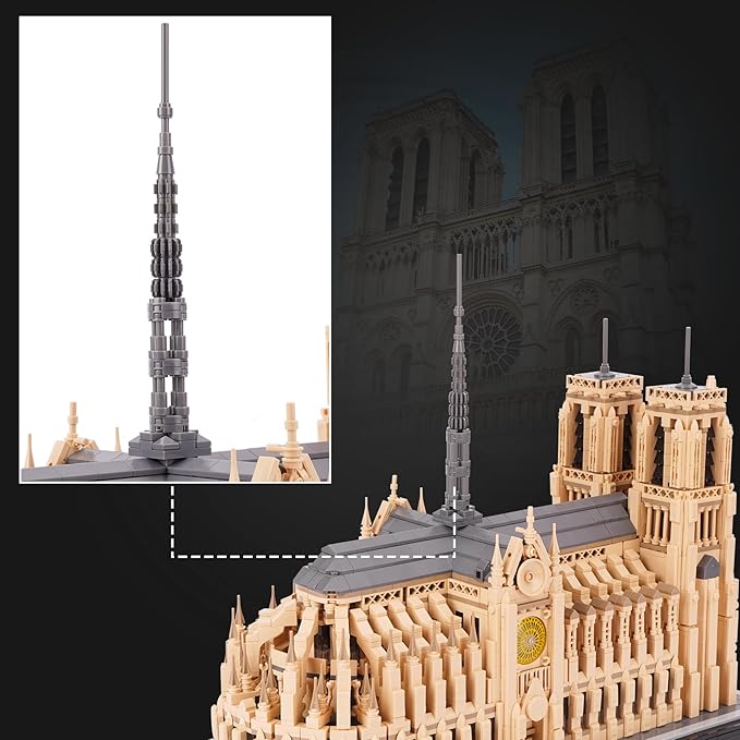 Architecture Notre-Dame de Paris Model Building Block Set, Openable Architecture Model Micro Building Kit Collection Building Toy