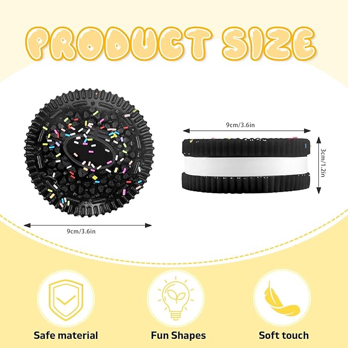 Sticky Cookie Squishies Fidget Toys Adults, Squeeze Toys for Autism, Stress Balls for Adults Fidgets Birthday Gifts (1 Pack Large Black)