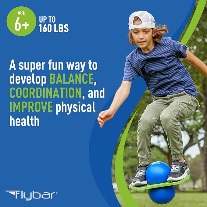 Flybar Pogo Trick Ball for Kids – Balance Bounce Board with Anti-Slip Deck – Pump Included - Indoor & Outdoor Toys for Boys and Girls Fun Way to Reduce Screen Time Supports up to 160 lbs – Ages 6+