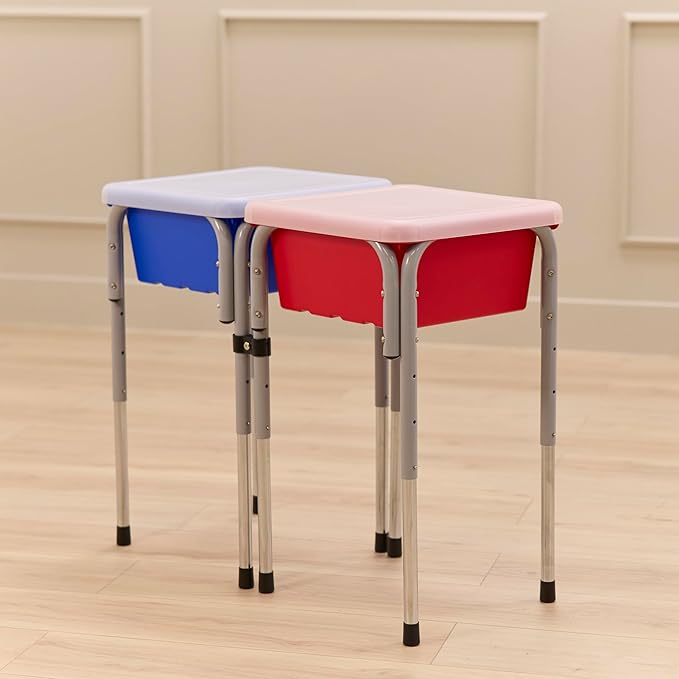 Double Sensory Table with Lids, Adjustable Table, Blue/Red