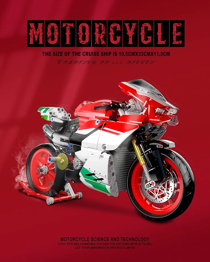 dOvOb Motorcycle V4 Model Building Blocks Set, 803 Pieces, 1:5 Scale, Compatible with Major Brands, Ages 12+