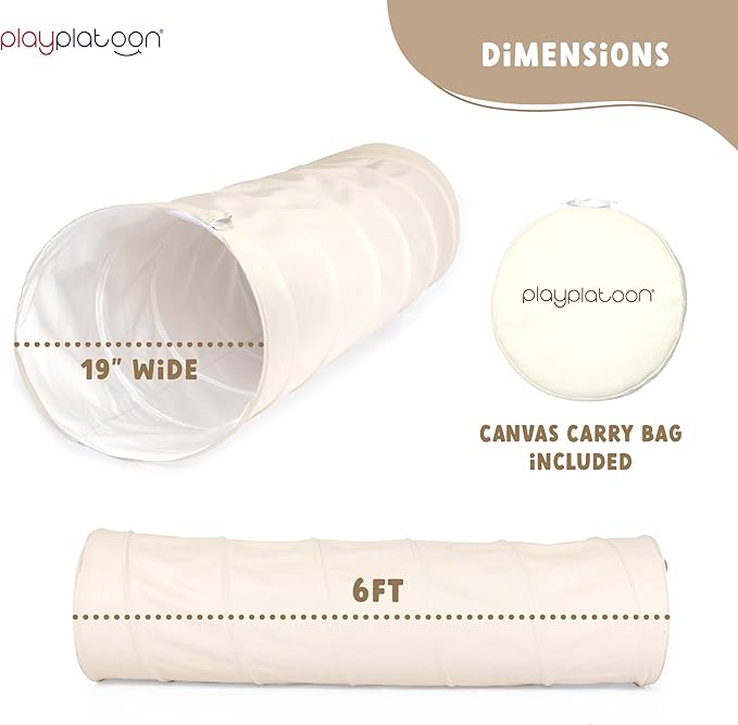 Play Platoon Baby Tunnel Toys for Toddlers 1-3 - 6 Ft Premium Vegan Leather Kids Tunnels for Babies - Wipeable, Water Resistant, Soft Durable Easy Fold and Storage with Carry Bag