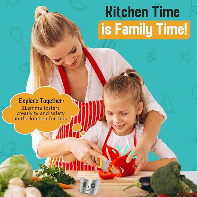 Kids Knife Set for Real Cooking with Educational Ring & Panda Finger Guard for Boys & Girls Cutting, Kids Chef Knife Stainless Steel Blade for Kitchen Cutting-Warm-toned
