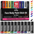 Dmsky 10 Packs Eye Black Sports Stick for Football, Baseball, Softball-Anti-Glare Face Body Paint Stick Kit,Water-Proof Eye Sports Paint Sticks,10 Color Eyeblack Painting Kit for Athletes & Fans