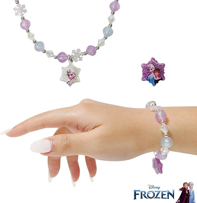 LUV HER Girls Jewelry Set - Dress Up Toy Jewelry Box Set with Bead Necklaces, Bracelets, and Rings - Frozen Play Accessories - Ages 3+