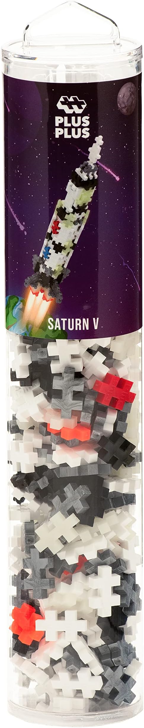 PLUS PLUS – Mini Maker Tube – Saturn V Rocket, Apollo 11 Space Playset – 240 Piece, Construction Building STEM | STEAM Toy, Interlocking Mini Puzzle Blocks for Kids