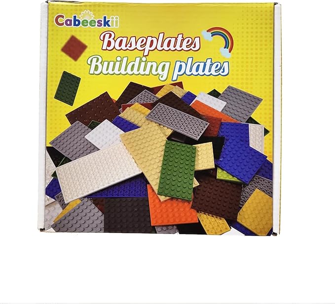 Classic Building Plate, 60pcs Random Mixed Colour with 6 Size Building Plate Base Plate, Compatible with Lego Parts and Pieces, Building Bricks, for Most Brands