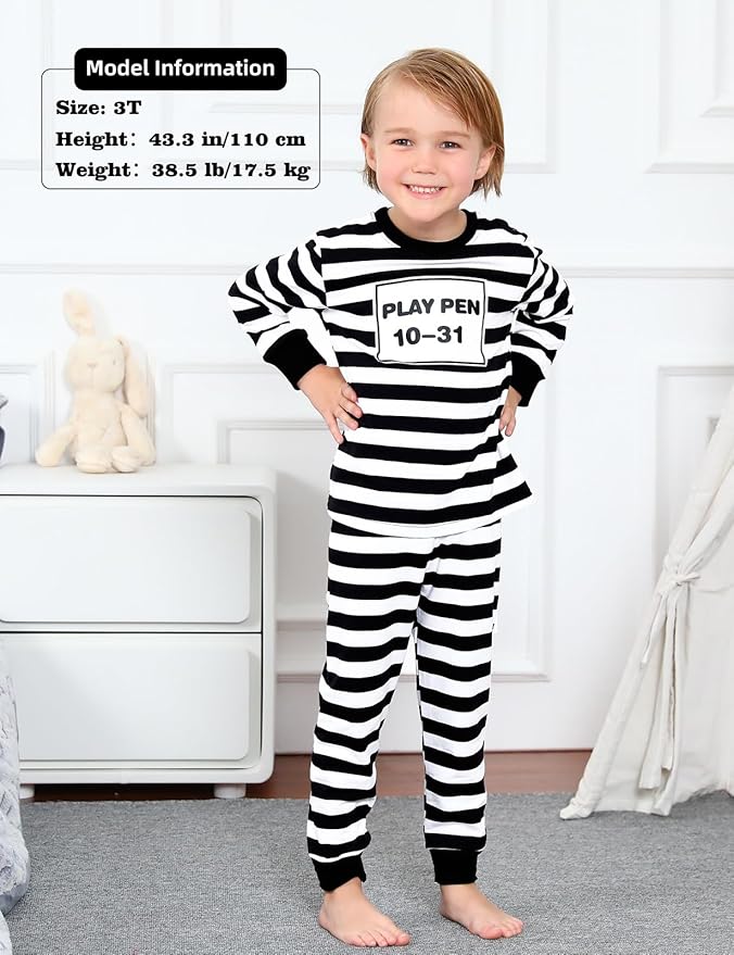 A&J DESIGN Pure Cotton Printed Pjs for 2-14 Years Kids, 2-Piece Long-Sleeved Pajamas Set