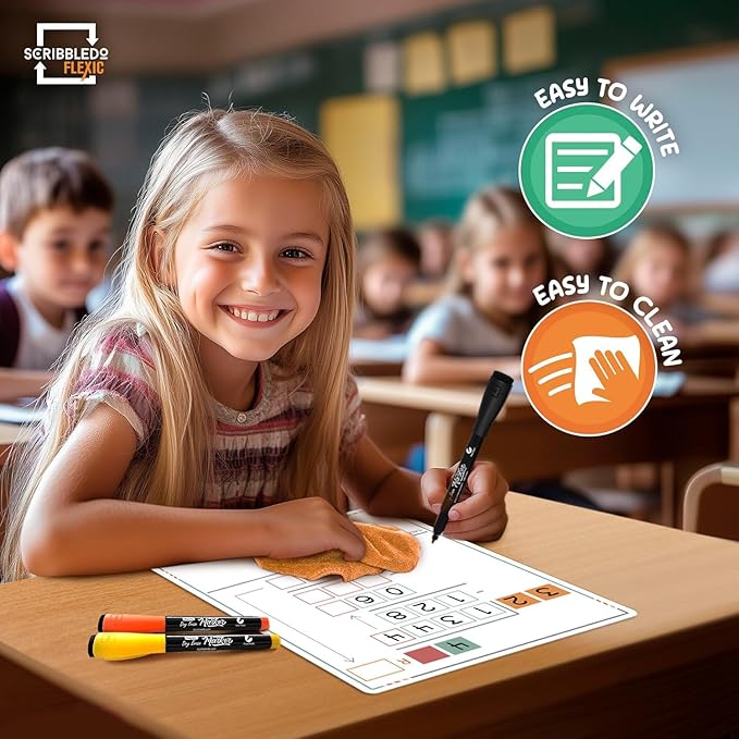 SCRIBBLEDO Long Division Practice 11”x14” Reusable Sheets Math Manipulatives for Classroom Teaching Materials 5th Grade Classroom Must Haves Special Education Math Centers 10-Pack Dry Erase Sheets