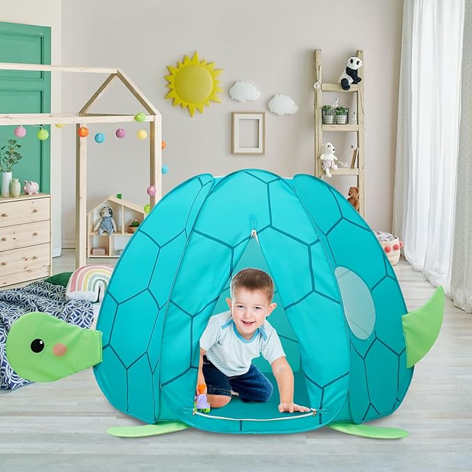 Kids Play Tent Pop up Tent Turtles Automatic Setup Play House Tent for Girls and Boys Outdoor and Indoor Patented (Turtle)