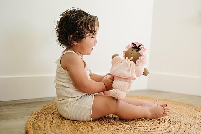 Soft Baby Doll, Black Hair, Brown Skin, Multiracial Soft Dolly, No Hard Parts, 11' Tall