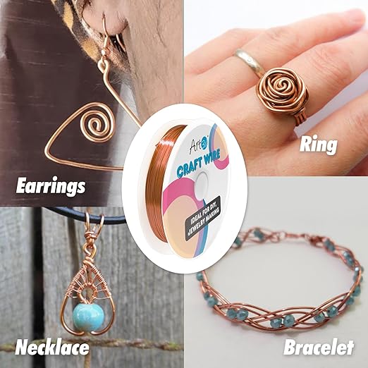 Art3d 18 Guage 120 FT Craft Wire for Jewelry Making, Beading, Sculpting, Gardening, DIY Project, Ornaments, 1 Roll - Copper