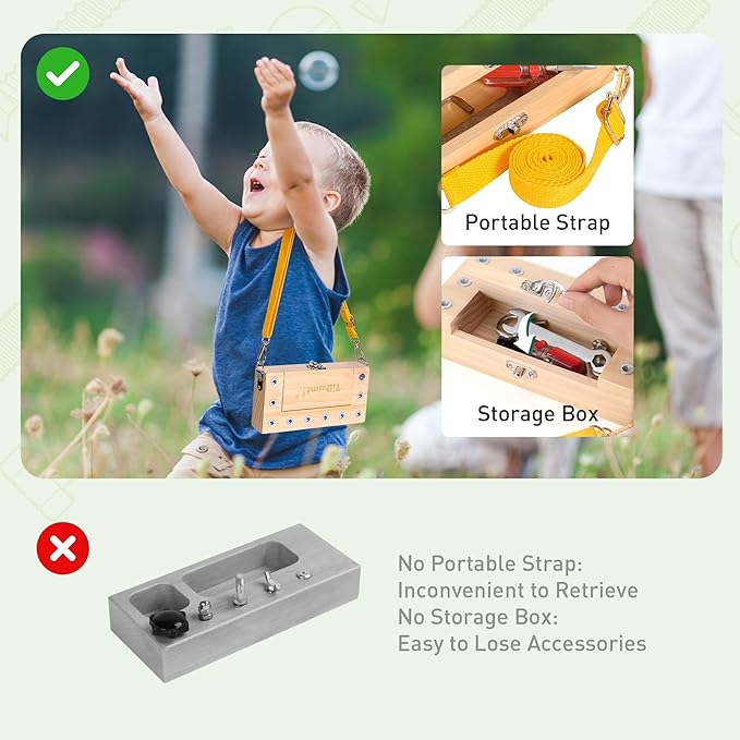 Tilhumt Montessori Screwdriver Board Set - Portable Busy Board Screwdriver Toy Set for 3-5 Toddlers for Travel with Carry Strap & Storage Box, Kids Nut/Bolt Montessori Educational Tools