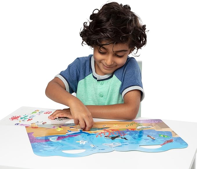 Melissa & Doug Puffy Sticker Activity Books Set of 3 – Safari, Dinosaur & Ocean, with 118 Reusable Puffy Stickers and Fold-Out Scenes, Mess Free Play Set & Travel Toys for Kids Ages 4+ - FSC Certified
