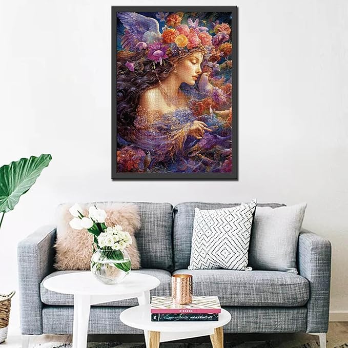 Tucocoo Beautiful Girl Jigsaw Puzzles for Adults 1000 Pieces, Abstract Flowers Fairy Woman Art Jigsaw Puzzle Colorful DIY Puzzles for Home Decoration Gifts, Family Puzzle Perfect for Game Nights