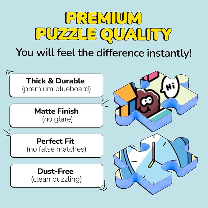 Odd Pieces Jigsaw Puzzles 1000 Pieces - Magic Mystery Story Secret Ending Puzzle - Perfect Game Night for Adults & Kids - Cartoon City Building Theme Sci-Fi (Turbo 3000)