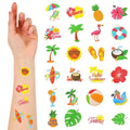 Landhoow 240 Pcs Summer Hawaiian Tattoos Temporary Glitter Face Tattoos Cool Body Sticker Costume Accessory Tattoos Party Favor