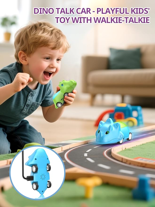 Dinosaur Kids Walkie Talkies 2 Pack, Toys for Boys Girls Age 3 to 5 7, 48H Playtime, Fun for Home or Yard, T-Rex Rechargeable Gift Birthday Christmas Camping Toddlers