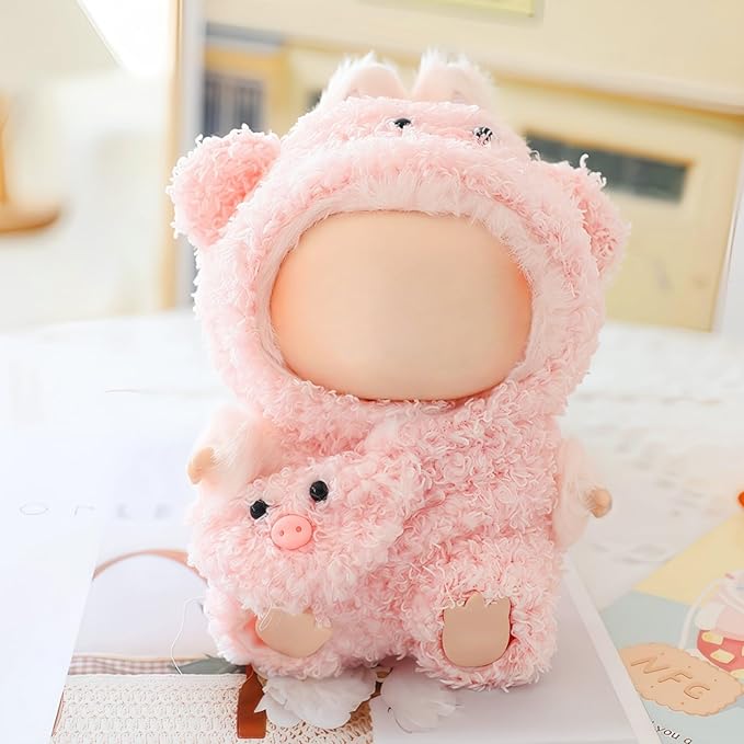 17cm Doll Clothes Set, Overalls Set for 6.7inch Doll Suit, Faking Animal Style Outfit Jumpsuit, Cute Fashion Dress Up Clothes Accessories for 1st/2nd/3rd Gen Dolls (Pig)