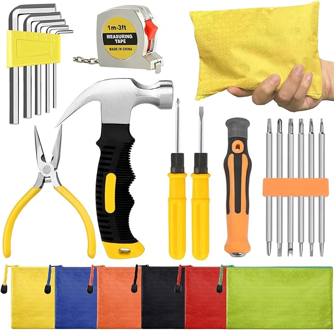 Mini Operation Tool Kit Bulk for Child Shoebox Christmas Gift Small Emergency Compact Tool Set for Beginner, Apartment, Office,DIY Projects, Home Maintenance (102)