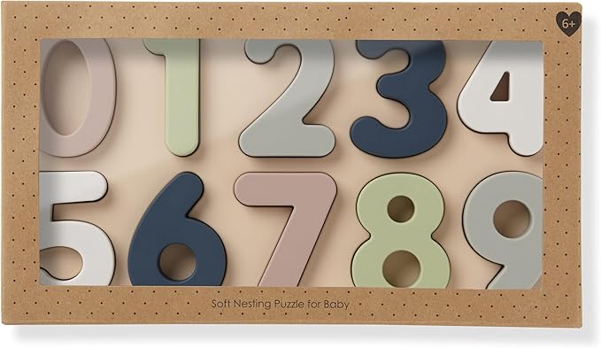 Ali+Oli Baby Soft Silicone Number Puzzle Toys for Toddlers (11 Piece Set) Toddler or Baby Girl & Boy Neutral Baby Toys - Montessori Learning Puzzle Silicone Number Shape Sorter Toy