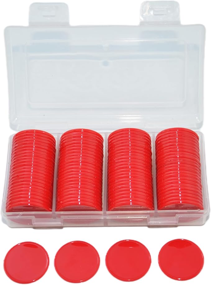 Smartdealspro Set of 100 25MM/1 Inch Opaque Plastic Learning Counting Counters Poker Chips (Red)