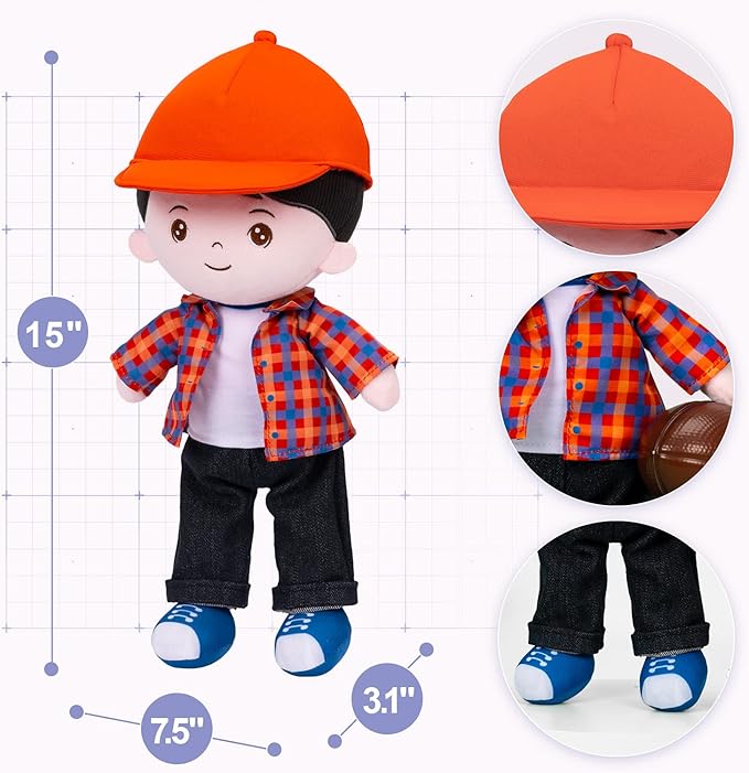 OUOZZZ 13" Soft Baby Doll Toys for 1 + Year Old Boy Gifts, Birthday Gifts for 1 Year Old Boy Christmas Plush Toys Gift for Toddler Kids Red Hat