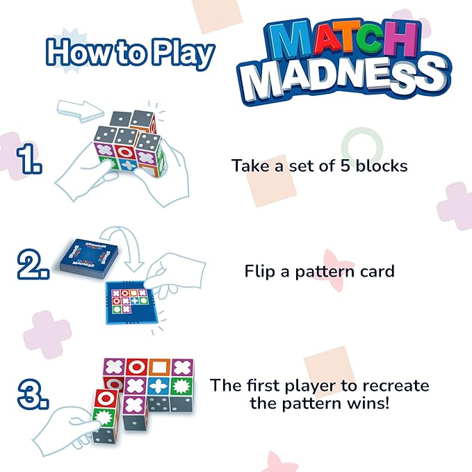 FoxMind Match Madness Board Game, Visual Recognition Matching Board Game, Family Puzzle Game to Develop Kids Problem Solving Skills