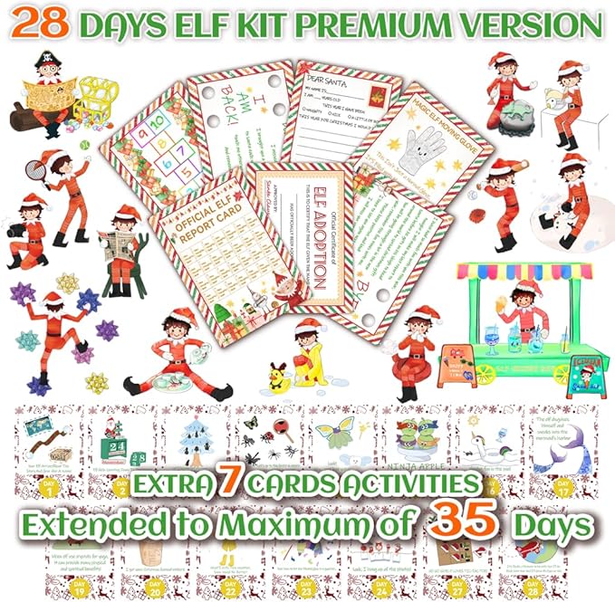 28 Days Elf Kit 2025magical kit Christmas Traditions Elf Activity Kit Elf Magic - 150+ Props 2025 Elf Accessories Christmas Mini Toys For Elf Mischief Elf Clothes Countdown GiftMore Than 24 Days 25 Days