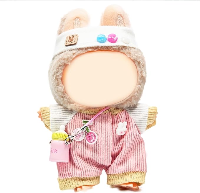 17cm Doll Clothes Set, Cute Girls Doll Outfits Set , 4 PCS Pink Jumpsuits Outfits Exquisite Accessories
