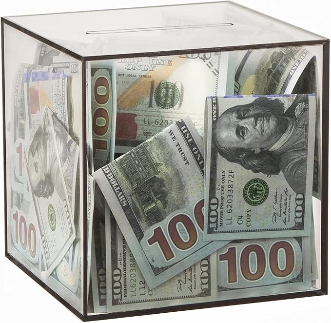 Clear Piggy Bank for Adults/Kids, Acrylic Unopenable Money Box for Cash Coin Saving, Must Break to Open, Money Saving Jar for Adults Boys Girls, Size 7.48''