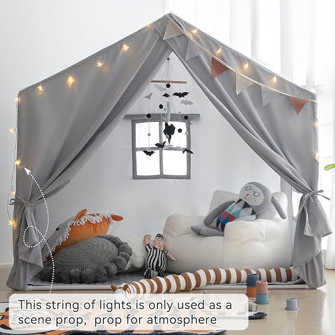 Kids Play Tent with Mat, Razee Large Playhouse Tent Indoor, Play House Kids Tent Castle for Girls Boys, Play Cottage (Grey)
