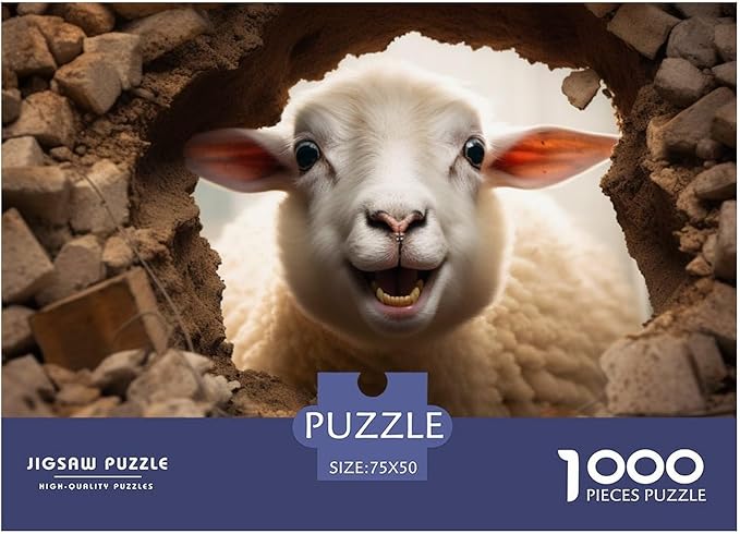 Sheep Adults Fun Thickened Wooden Jigsaw Puzzles 1000 Piece 3D Animal Stress Relief Toy Decoration Education Game Toy Intellectual Game Relaxation and Intelligence 1000pcs (75x50cm)