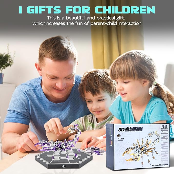 3D Metal Scorpion Puzzle - Laser-Cut DIY Challenge, Lifelike Collectible Decor for Adults & Teens, for Puzzle Enthusiasts & Nature Lovers(Purple)