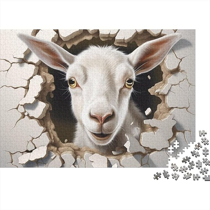 Sheep for Adults Fun Thickened Wooden Jigsaw Puzzles 1000 Piece 3D Animal Toy Intellectual Game Home Decoration Education Game Stress Relief Toy Challenge Educational 1000pcs (75x50cm)