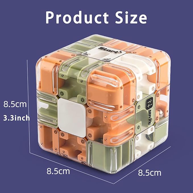 Labyrinth 3D Magic Puzzle Maze Cube - Engaging Brain Teaser Toy, 3D Magic Maze Ball Puzzle, Dual-Use Twist Cube and Sphere for Spatial Perception Training, Boosts Logic and Spatial Recognition (2pcs)