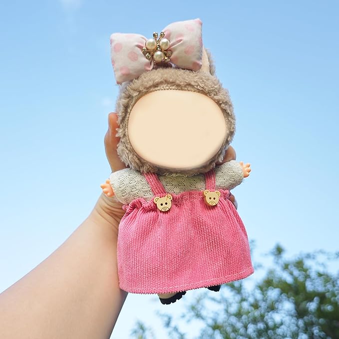 Clothes for 17cm Doll, 2 PCS Cute Chic Style Hair Clip & Dress Set, Dress up Outfit Exquisite Accessories for Dolls