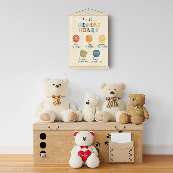 Boat Wades Mental Health Coping Skills Poster Hanger Frame, Grounding Technique Hanging Wall Banner Decor for Classroom Therapy Office School Counselor Office Calming Corner, 12x16 Inch