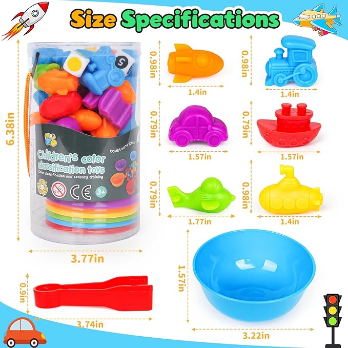 Counting Transport Matching Game with Sorting Cups, Sensory Sorting Colors Counting Toys with Games Dice, Montessori Training Preschool Educational Learning Toy Gifts for Toddlers Kids 3 4 5 6 +